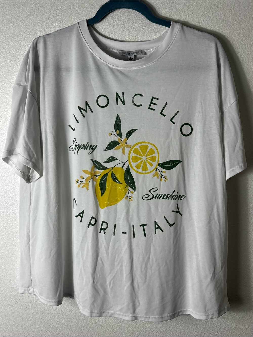 Green Envelope LA Limoncello Capri Italy Graphic Tee Sz L